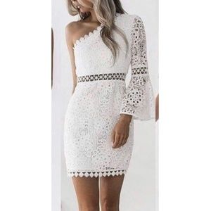 White off the shoulder lace dress